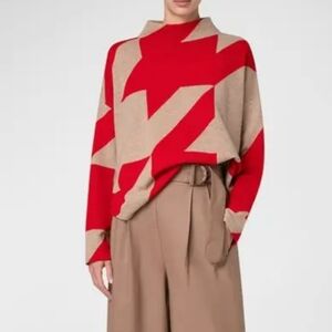 Akris Punto Houndstooth Wool Cashmere Oversized Sweater
